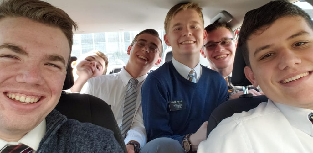 We fit too many Elders in one car (but we didn't drive anywhere, I promise)